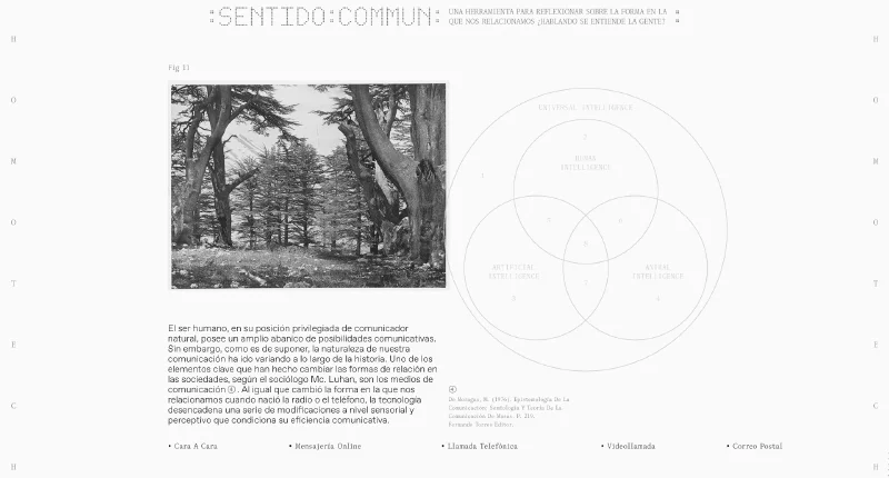 Desktop website 'Sentido Commun' girando